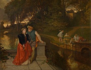 Lovers in the Park by Joseph Lies Oil Painting