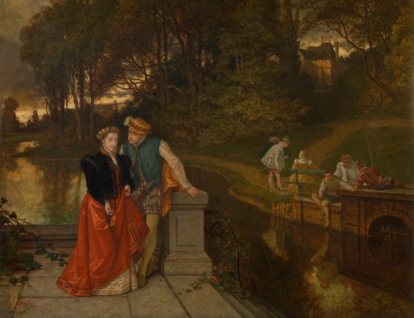 Lovers in the Park  by Joseph Lies - Hand-Painted Oil Painting Reproduction