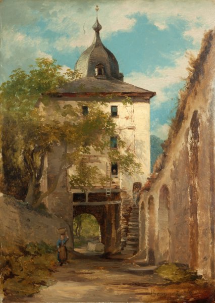 The Town Gate, Boppart  by Joseph Magnus Stack - Hand-Painted Oil Painting Reproduction