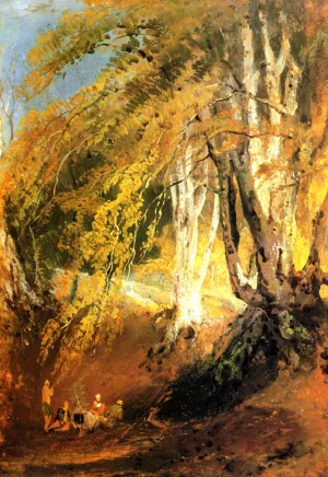 A Beech Wood with Gipsies Round a Camp Fire by Joseph Mallord William Turner - Oil Painting Reproduction