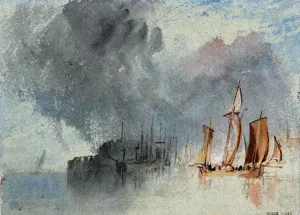 A Chasse-Marree and Other Vessels Under a Cloudy Sky by Joseph Mallord William Turner - Oil Painting Reproduction