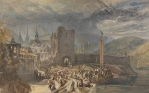 A View of Boppart, with Figures on the River Bank by Joseph Mallord William Turner Oil Painting