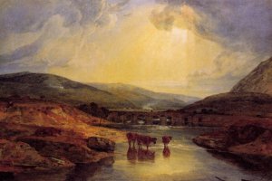 Abergavenny Bridge, Monmountshire, Clearing Up After A Showery Day by Joseph Mallord William Turner Oil Painting