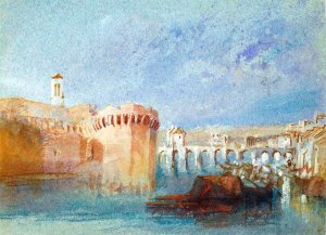 Angers - The Walls of Doutre with the Tower of the Church of La Trinite by Joseph Mallord William Turner Oil Painting