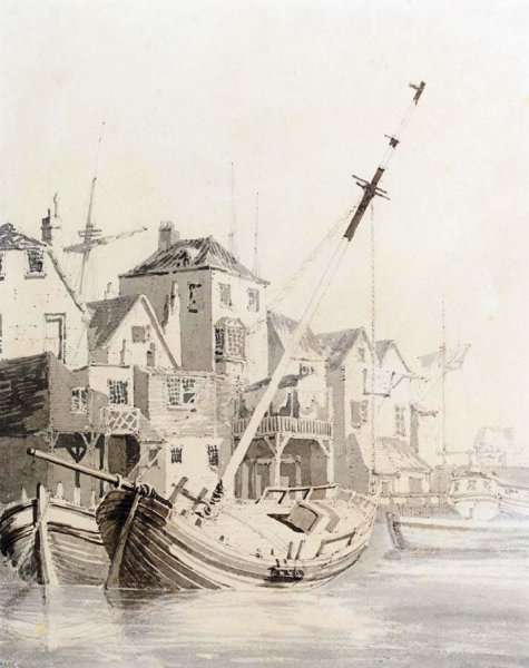 Boat Anchored in a Harbour by Joseph Mallord William Turner - Hand-Painted Oil Painting Reproduction