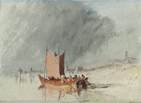 Boats on the Loire, Possibly Near Ingrandes by Joseph Mallord William Turner - Hand-Painted Oil Painting Reproduction