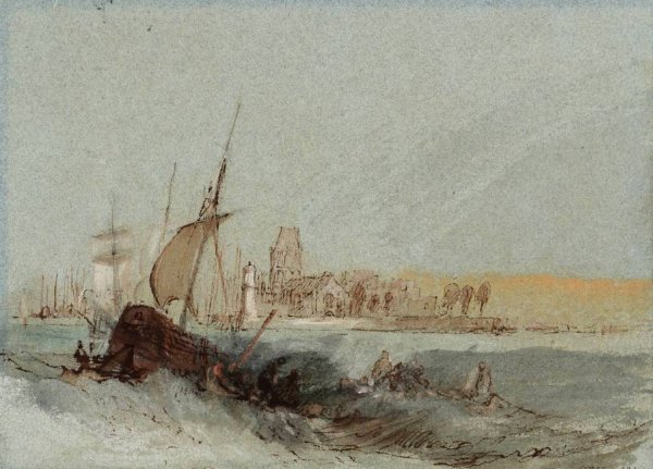 Boats Struggling Against the Current at Quillebeuf by Joseph Mallord William Turner - Hand-Painted Oil Painting Reproduction