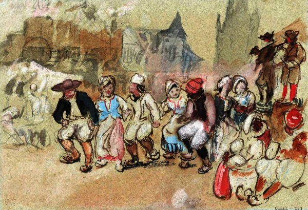Breton Peasants Dancing by Joseph Mallord William Turner - Hand-Painted Oil Painting Reproduction