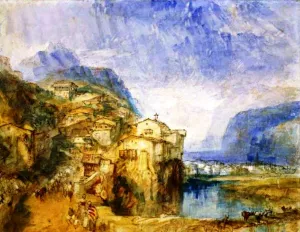 Brunnen, Lake Lucerne in the Distance by Joseph Mallord William Turner - Oil Painting Reproduction