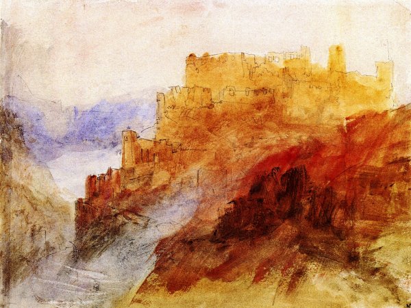 Burg Rheinfels on the Rhine by Joseph Mallord William Turner - Hand-Painted Oil Painting Reproduction