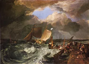 Calais Pier, with French Poissards sic Preparing for Sea Oil painting by Joseph Mallord William Turner