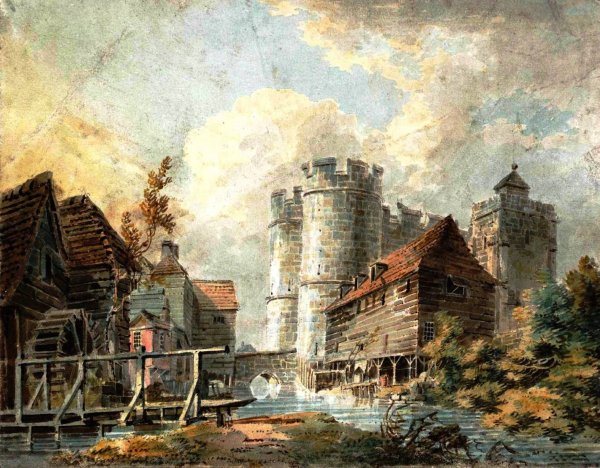 Canterbury, The West Gate, from the River Stour by Joseph Mallord William Turner - Hand-Painted Oil Painting Reproduction