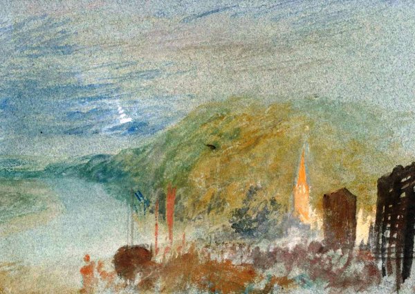 Caudebec-en-Caux from Above, A Study by Moonlight by Joseph Mallord William Turner - Hand-Painted Oil Painting Reproduction