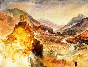 Chatel Argent and the Val d'Aosta from above Villeneuve by Joseph Mallord William Turner Oil Painting