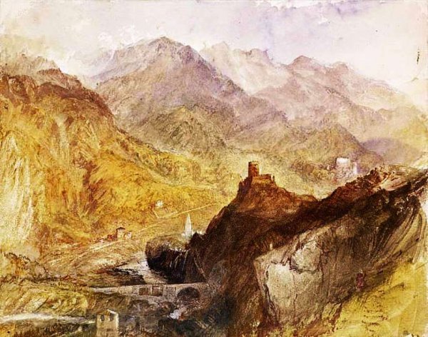 Chatel Argent, in the Val d'Aosta, Near Villeneuve by Joseph Mallord William Turner - Hand-Painted Oil Painting Reproduction