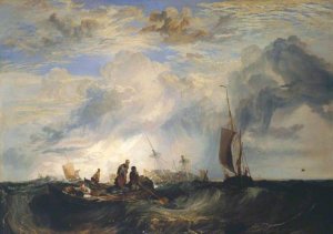 Entrance of the Meuse: Orange-Merchant on the Bar, Going to Pieces by Joseph Mallord William Turner Oil Painting