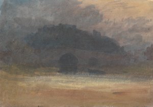 Evening Landscape with Castle and Bridge in Yorkshire by Joseph Mallord William Turner Oil Painting