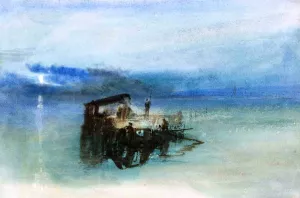 Fishermen on the Lagoon, Moonlight by Joseph Mallord William Turner - Oil Painting Reproduction