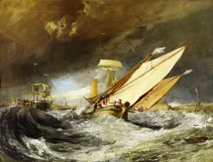 Fishing Boats Entering Calais Harbor painting by Joseph Mallord William Turner