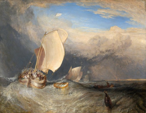 Fishing Boats with Hucksters Bargaining for Fish  by Joseph Mallord William Turner - Hand-Painted Oil Painting Reproduction