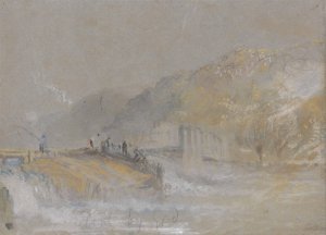 Foul by God: River Landscape with Anglers Fishing From a Weir by Joseph Mallord William Turner Oil Painting