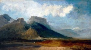 Grenoble Seen from the River Drac with Mont Blanc in the Distance by Joseph Mallord William Turner Oil Painting