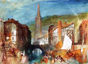 Harfleur, The Church of St-Martin Seen from the Banks of the River Lezarde by Joseph Mallord William Turner - Oil Painting Reproduction