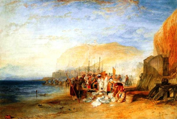 Hastings, Fish Market on the Sands, Early Morning by Joseph Mallord William Turner - Hand-Painted Oil Painting Reproduction