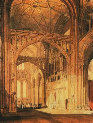 Interior of Salisbury Cathedral by Joseph Mallord William Turner - Oil Painting Reproduction