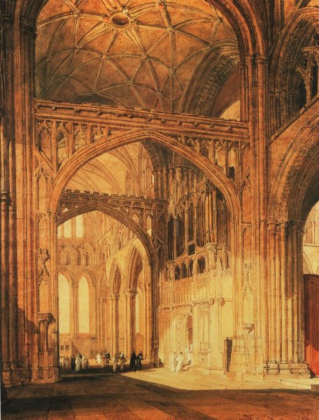Interior of Salisbury Cathedral by Joseph Mallord William Turner - Hand-Painted Oil Painting Reproduction
