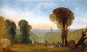 Italian Landscape with Bridge and Tower by Joseph Mallord William Turner Oil Painting