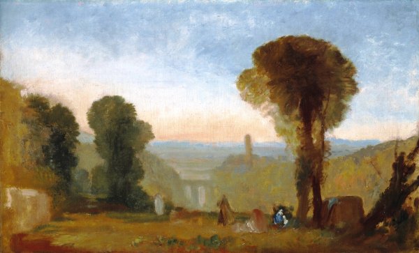 Italian Landscape with Bridge and Tower by Joseph Mallord William Turner - Hand-Painted Oil Painting Reproduction