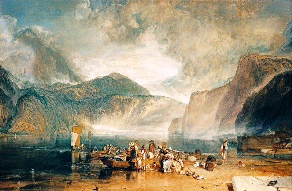 Lake of Lucerne, from the Landing Place at Fluelen, Looking Towards Bauen by Joseph Mallord William Turner - Hand-Painted Oil Painting Reproduction
