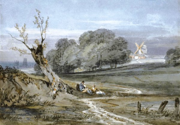 Landscape with Mill, Durham Cathedral in the Background by Joseph Mallord William Turner - Hand-Painted Oil Painting Reproduction