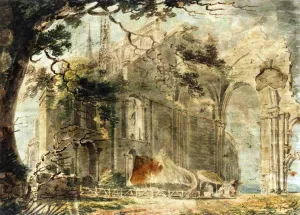 Malmesbury Abbey from the South-East by Joseph Mallord William Turner - Oil Painting Reproduction