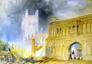 Malvern Abbey and Gate, Worcestershire by Joseph Mallord William Turner - Oil Painting Reproduction