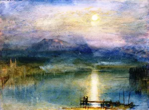 Moonlight on Lake Lucerne with the Rigi in the Distance, Switzerland by Joseph Mallord William Turner - Oil Painting Reproduction