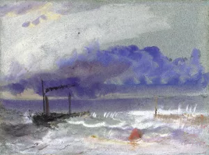 Off Yarmouth - A Steamship off the Coast in Rough Weather painting by Joseph Mallord William Turner