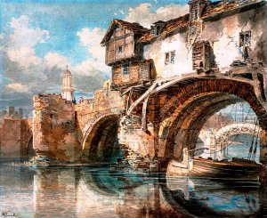 Old Welsh Bridge, Shrewsbury, Shropshire by Joseph Mallord William Turner Oil Painting