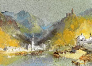 On the Mosel, Bernkastel, Kues and The Landshut, Germany by Joseph Mallord William Turner - Oil Painting Reproduction