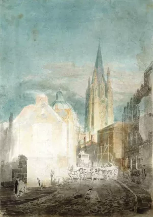 Oxford, St Mary's and the Radcliffe Camera from Oriel Lane by Joseph Mallord William Turner - Oil Painting Reproduction
