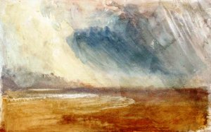 Rain Clouds Sweeping over a Beach, possibly near Dunstanbrough Castle by Joseph Mallord William Turner Oil Painting