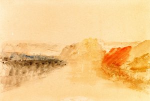 River Scene, a Fort Above by Joseph Mallord William Turner Oil Painting