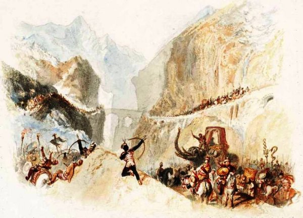 Main Product Photo of Rogers's 'Italy' - Hannibal Passing the Alps Painting by Joseph Mallord William Turner