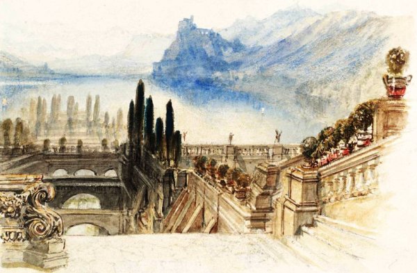 Rogers's 'Italy' - Lake of Como II (A Farewell) by Joseph Mallord William Turner - Hand-Painted Oil Painting Reproduction