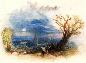 Rogers's 'Poems' - A Village at Evening Oil painting by Joseph Mallord William Turner