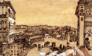 Rome, View of St Peter's Square, from the Loggia of the Vatican - Study for 'Rome from the Vatican