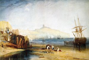 Scarborough Town and Castle: Morning: Boys Catching Crabs Oil painting by Joseph Mallord William Turner