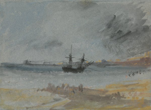 Ship Aground Brighton  by Joseph Mallord William Turner - Hand-Painted Oil Painting Reproduction