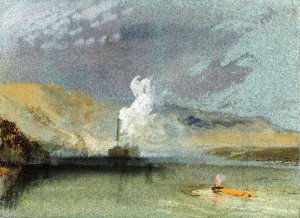 Shoal on the Seine, with an Approaching Steamer by Joseph Mallord William Turner Oil Painting